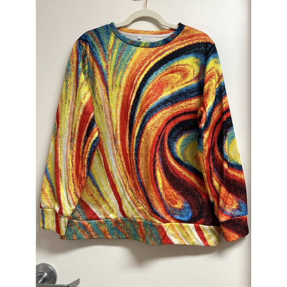 Unbranded Multicolor Abstract Swirl Long sleeve Top XL